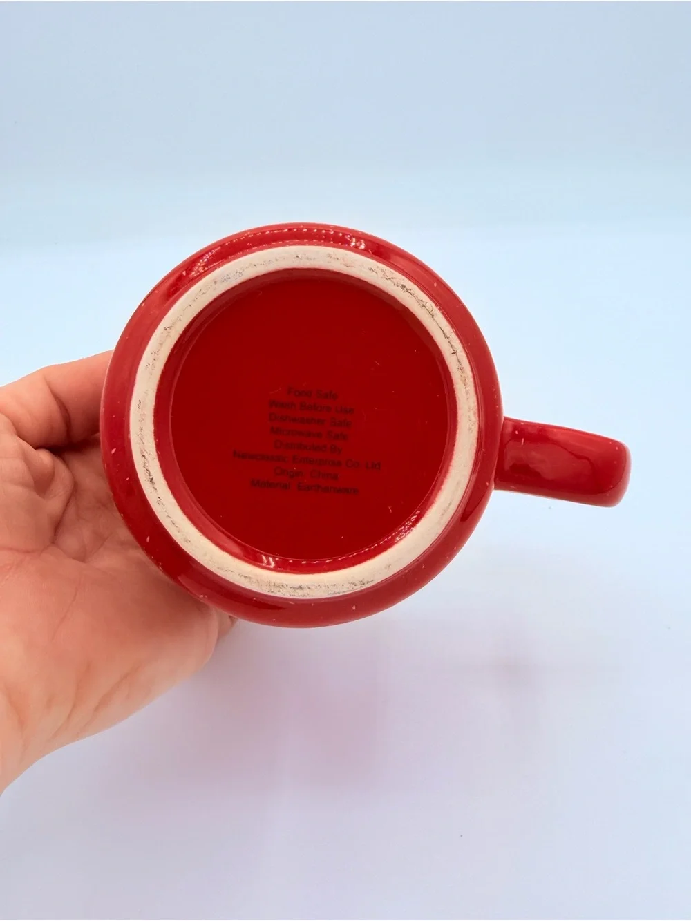 Tis The Season Red Speckled Ceramic Christmas Coffee Mug Black Rim 16 oz